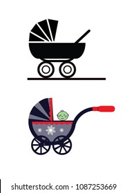 	
folding baby stroller. The stroller. baby carriage silhouette. vector