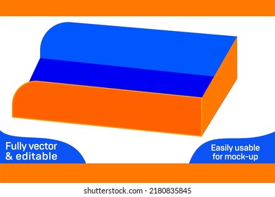 Folding bakery open tray box dieline template and 3D box design