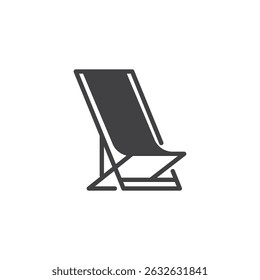 Ícone de vetor de cadeira de praia dobrável. sinal plano preenchido para conceito móvel e web design. Ícone de glifo da Cadeira de Convés. Símbolo, ilustração de logotipo. Gráficos vetoriais
