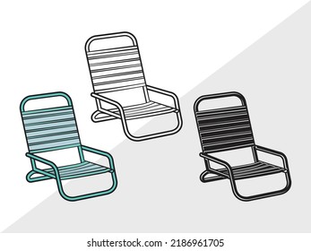 Folding Beach Chairs Clipart SVG Printable Vector Illustration svg