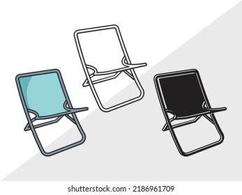 Folding Beach Chairs Clipart SVG Printable Vector Illustration svg