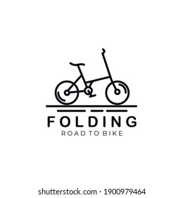 folding bicycle line art logo vector illustration template design