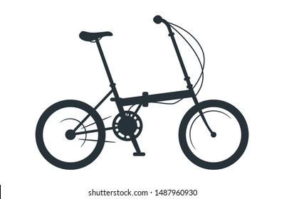 Folding bicycle vector silhouette illustration. Eco friendly vehicle, compact bike black monochrome icon. City travel attribute, cycling hobby symbol. Active healthy lifestyle, portable transport