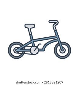 Folding Bike Flat design style, compact bicycle with foldable frame for easy carrying, ideal for urban transport visuals, travel designs, and eco mobility themes.