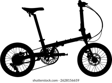 Folding bike silhouette isolated on white. Compact bicycle sign.