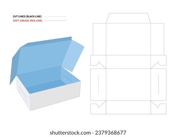 Folding Box, corrugated carton box dieline and 3D vector, easily editable and resizable file, Roll end tuck top with dust flap