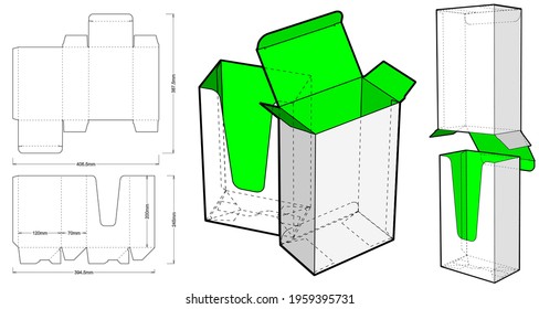 Folding Box and Die-cut Pattern.  (Internal measurement 12x7x20cm). The .eps file is full scale and fully functional. Prepared for real cardboard production.
