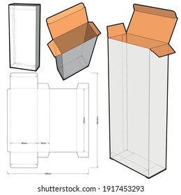 Folding Box  Flute Type E (Internal measurement 18x8x42 cm) and Die-cut Pattern. EPS file is fully scalable. Prepared for real cardboard production.