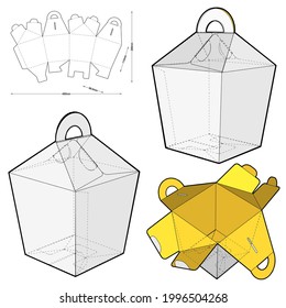 Folding Box With Handle and Die-cut Pattern. The .eps file is full scale and fully functional. Prepared for real cardboard production.