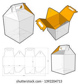 Folding Box With Handle (Internal measurement 20 x 20 + 20xcm) and Die-cut Pattern. The .eps file is full scale and fully functional. Prepared for real cardboard production.