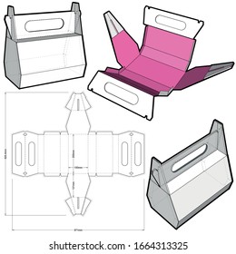 Folding Box With Handle (Internal measurement 20x 10+ 112cm) and Die-cut Pattern. The .eps file is full scale and fully functional. Prepared for real cardboard production.