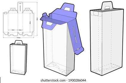 Folding Box With Handle (Internal measurement 10x5x20cm) and Die-cut Pattern. The .eps file is full scale and fully functional. Prepared for real cardboard production.