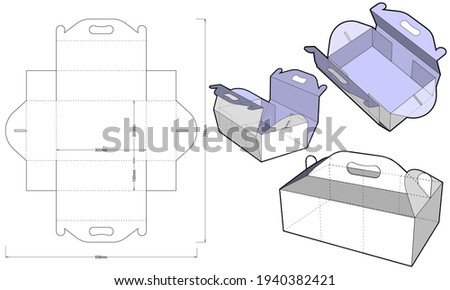 Folding Box With Handle (Internal measurement 30 x 20 + 10cm) and Die-cut Pattern. The .eps file is full scale and fully functional. Prepared for real cardboard production.