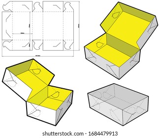 Folding Box (Internal measurement 17.6 x 12.5+ 6.5 cm) and Die-cut Pattern. The .eps file is full scale and fully functional. Prepared for real cardboard production.