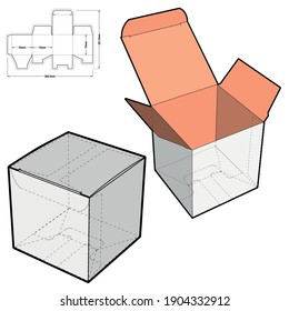 Folding Box (Internal measurement 7x7x7 cm) and Die-cut Pattern. EPS file is fully scalable. Prepared for real cardboard production.