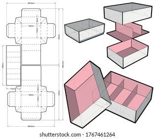 Folding Box Self Asembly With Divider and Die-cut Pattern.  The .eps file is full scale and fully functional. Prepared for real cardboard production.