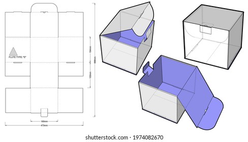 Folding box for sending mail. Ease of assembly, no need for glue (internal measurement of each separator 16x15x15 cm) and Die-cut Pattern. The .eps file is full scale and fully functional.