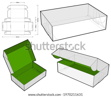 Folding box for sending mail. Ease of assembly, no need for glue (internal measurement of each separator 15x10x4 cm) and Die-cut Pattern. The .eps file is full scale and fully functional.