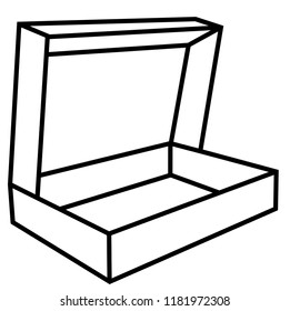 Folding box. Vector flat outline icon illustration isolated on white background.