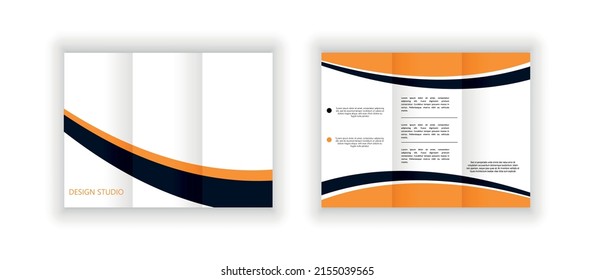 Folding brochure with orange and black stripes