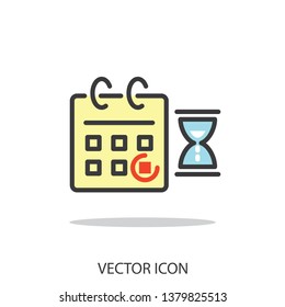 folding calendar with hourglass, icon vector