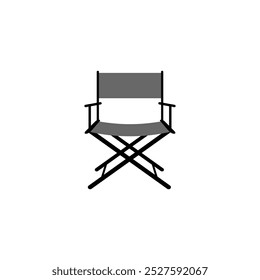 Folding Camp Chair Stock Vector. Chair isolated on white background. Cinema concept. Wooden chair. 
