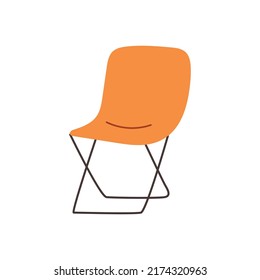 Folding camping chair. Camping equipment. Hiking clipart. Children design isolated element vector doodle naive art illustration