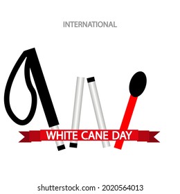 Folding cane for white cane day, vector art illustration.