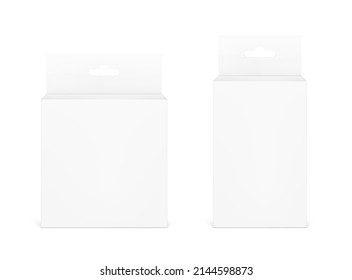Folding cardboard box with valve and hole. Perfect for placing your design. Vector illustration isolated on white background. Can be use for food, medicine, cosmetic and etc. EPS10.	