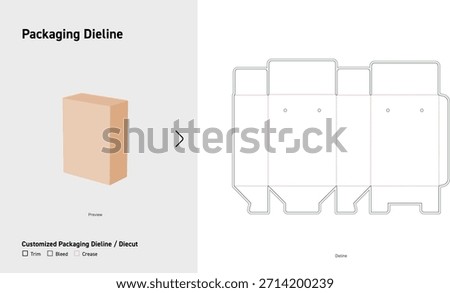 Folding Carton Dieline with Dust Flaps and Lock Bottom