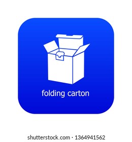 Folding Carton Icon Blue Vector Isolated On White Background