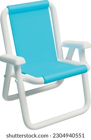 Folding chair for beach, camping, vacation. Outdoor life style illustration. Isolated vector from 3d rendering image.