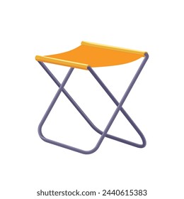 Folding chair camping tourism Cartoon icon Isolated On White Background. travel equipment. Vector illustration in flat style