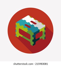 folding chair flat icon with long shadow,eps10