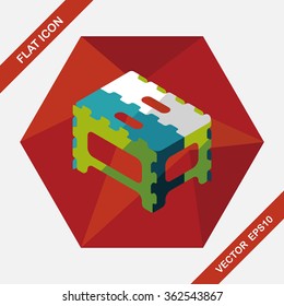 folding chair flat icon with long shadow,eps10