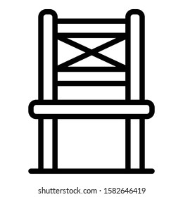 Folding chair in front icon. Outline folding chair in front vector icon for web design isolated on white background