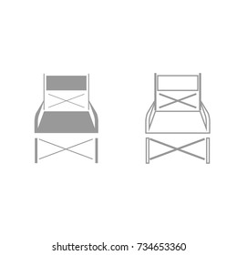 Folding chair grey set icon .