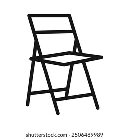 folding chair icon Black line art vector logo