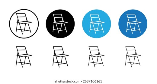folding chair icon Black line art vector logo set