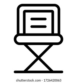 Icono de silla plegable. Icono del vector de la silla plegable de contorno para diseño web aislado en fondo blanco