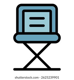 Folding chair icon. Outline folding chair vector icon color flat isolated