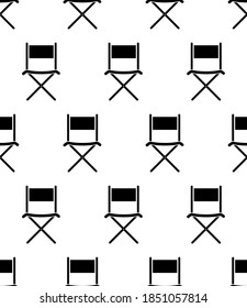Folding Chair Icon Seamless Pattern, Leg Folding Furniture Icon Vector Art Illustration