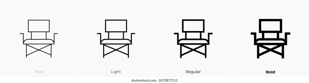 folding chair icon. Thin, Light Regular And Bold style design isolated on white background
