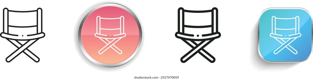 folding chair icon. Thin Linear, Regular and Button Style Design Isolated On White Background