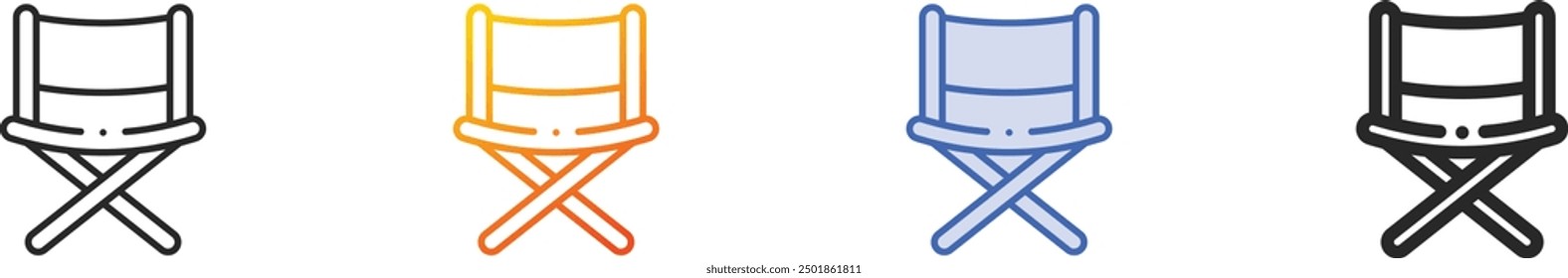 folding chair icon.Thin Linear, Gradient, Blue Stroke and bold Style Design Isolated On White Background