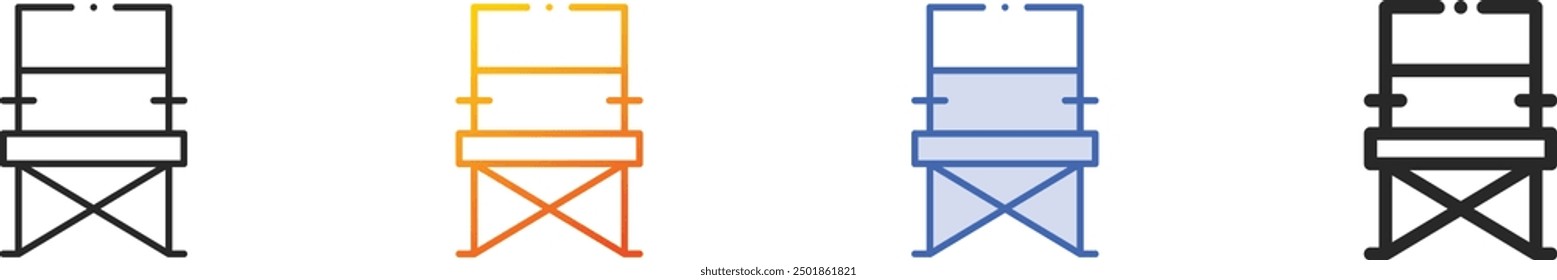 folding chair icon.Thin Linear, Gradient, Blue Stroke and bold Style Design Isolated On White Background