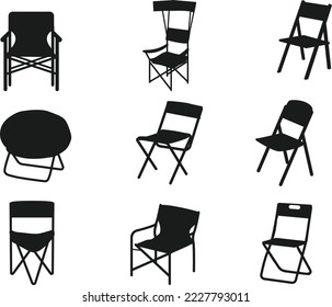 Folding chair isolated vector Silhouette