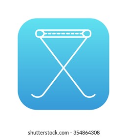 Folding chair line icon for web, mobile and infographics. Vector white icon on the blue gradient square with rounded corners isolated on white background.