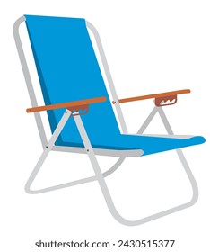 Silla plegable sobre fondo blanco. Silla plegable para turismo, playa, pesca silla plegable.  Dibujado a mano ilustración vectorial. 