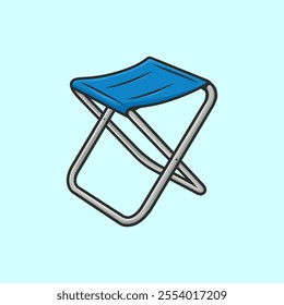 Folding Chair Outdoor Mini Cartoon Vector